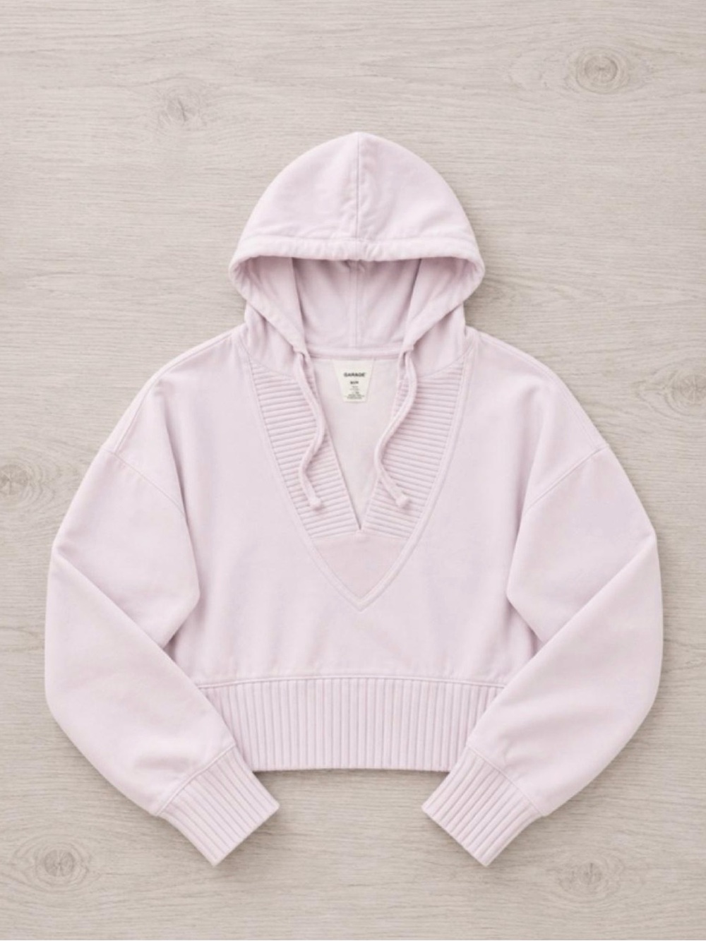 Light Lavender Hooded V-Neck Sweater